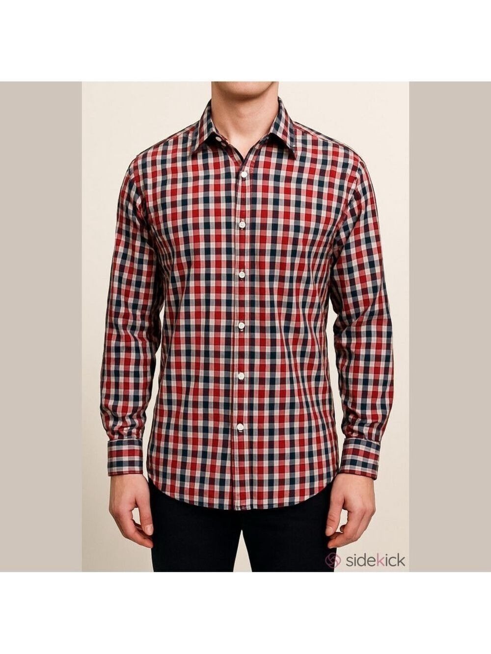 CHAPS Red Plaid Wrinkle and Stain Free Button Down